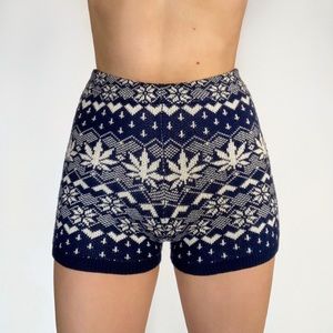 Urban Outfitters Navy Print Sweater Shorts Medium